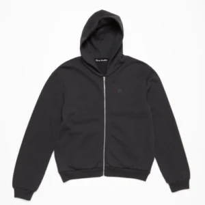 Acnes Studios Face Logo Zip-up Black Hoodie